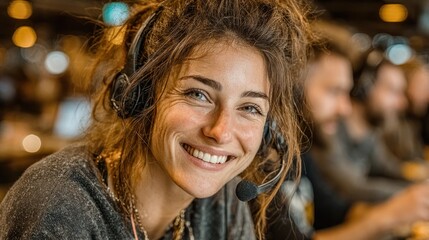 Smiling woman with headphones