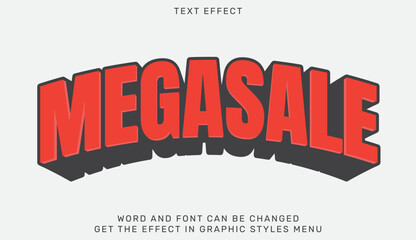 Mega sale text effect in 3d design