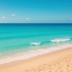 Fototapeta premium Sunny tropical beach with turquoise water and clear sky