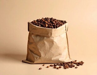 Coffee Beans Overflowing from Paper Bag
