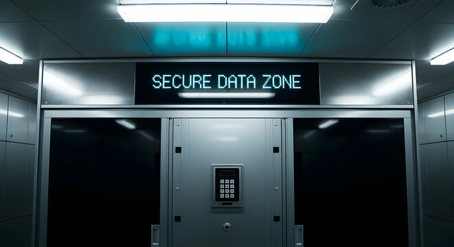Entrance To A Secure Data Zone With Advanced Technology And Code Protection