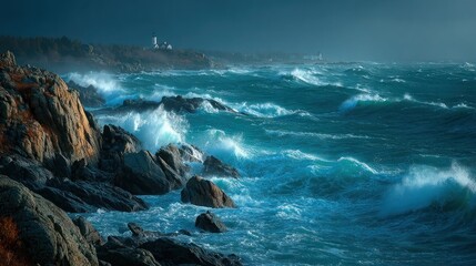 Stormy ocean coastline