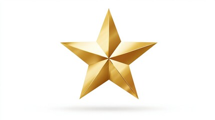 Obraz premium Shiny golden five-pointed star with realistic shadows on a clean white background