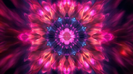 Vibrant, symmetrical flower design with luminous colors.