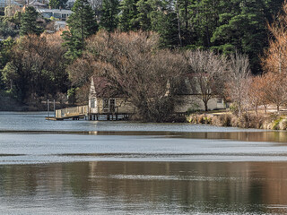 Boathouse By The Lake In Winter