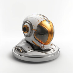 Metal robocop drone icon showcasing futuristic design with sleek lines and advanced technology features