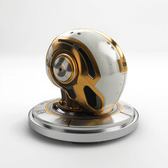 Metal robocop drone icon designed for futuristic technology representation and modern artwork display