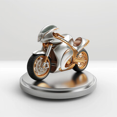 Stylish motorcycle icon designed with a modern aesthetic and metallic finishes, perfect for digital assets and illustrations