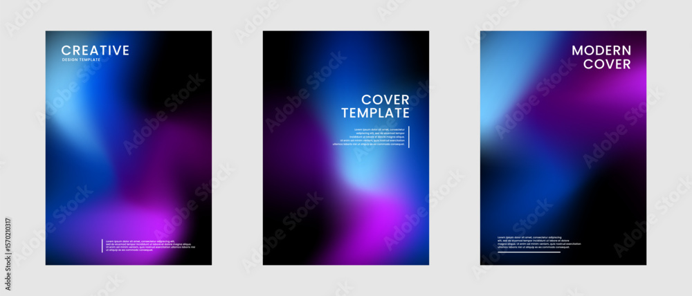 Canvas Prints minimal abstract covers set. colorful background bundle with liquid styles decoration on dark space.