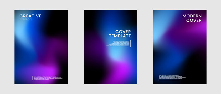 Minimal abstract covers set. Colorful background bundle with liquid styles decoration on dark space. Modern graphic design element vibrant gradient colors concept for web, flyer, card, or brochure