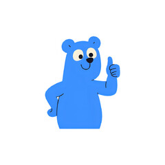 Blue Bear Thumbs Up: Positive Cartoon Illustration