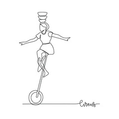 One continuous line drawing of circus themes design vector illustration. people circus performance illustration simple linear style vector concept. Suitable for circus show promotion and education.