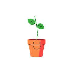 Happy Plant in Pot: Vibrant Illustration of Growth and New Beginnings