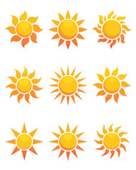 Sun Illustration Vector Pack – Radiant Sun Designs in Various Styles – Minimal, Decorative, and Abstract Icons for Summer Themes, Nature Art, or Boho Graphic Design

