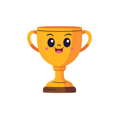Cute Cartoon Trophy: Achievement, Success, Winning, Award, Prize, Competition, Victory Illustration