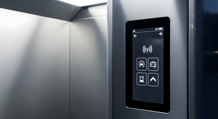 Modern Elevator Interface With Digital Touchscreen Display For Control And Information