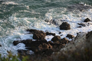 Strong waves wash up on the shores of Malibu from Point Dume, just up the Pacific Coast Highway...