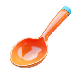 Bright orange spoon isolated on transparent background.