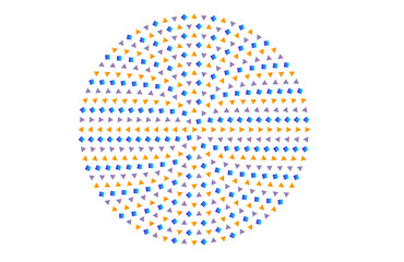 vector Modern Tech Geometry, abstract Colorful Digital Grid with Geometric Shapes in a Circle – Gradient Art with Symmetry for Creative Backgrounds , Tech Branding, Web Art, and Presentations