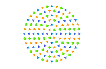  abstract colorful background Colorful Digital Grid with Geometric Shapes triangles and squares in a Circle – Gradient Art with Symmetry for Creative Backgrounds and Tech Branding