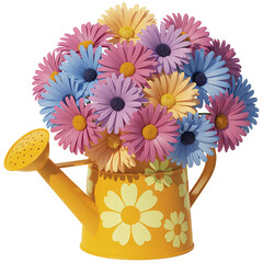 Colorful Flowers in a Vintage Watering Can