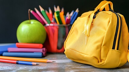 Bright Back to School Supplies Flat Lay Composition with Notes and Stationery Items