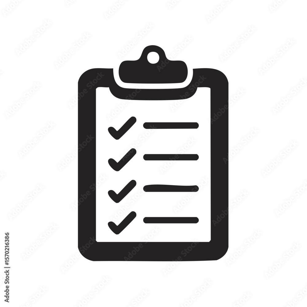 Poster Clipboard Icon Showing Checklist with Checkmarks Representing Tasks Completed