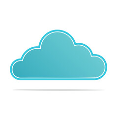 Fototapeta premium Illustration of Blue Cloud with White Outline and Reflection on Black Background
