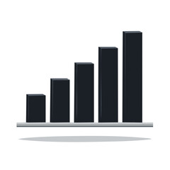 Growing bar graph illustration on black background demonstrating business success and progress concept data growth analysis