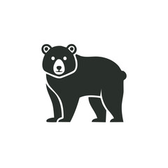 Obraz premium Bear vector illustration on black background. Cute bear cartoon design. Animal illustration. Minimalist animal artwork. Mammal Icon, Wild animal icon