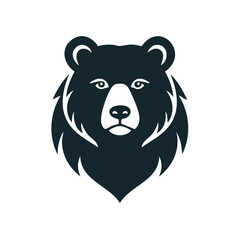 Bear head silhouette vector art animal illustration for wildlife and nature concept on dark black background simple and modern style