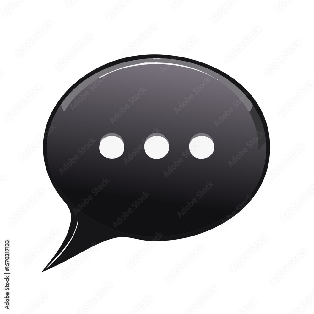 Poster dark thought bubble icon representing pending message notification and communication