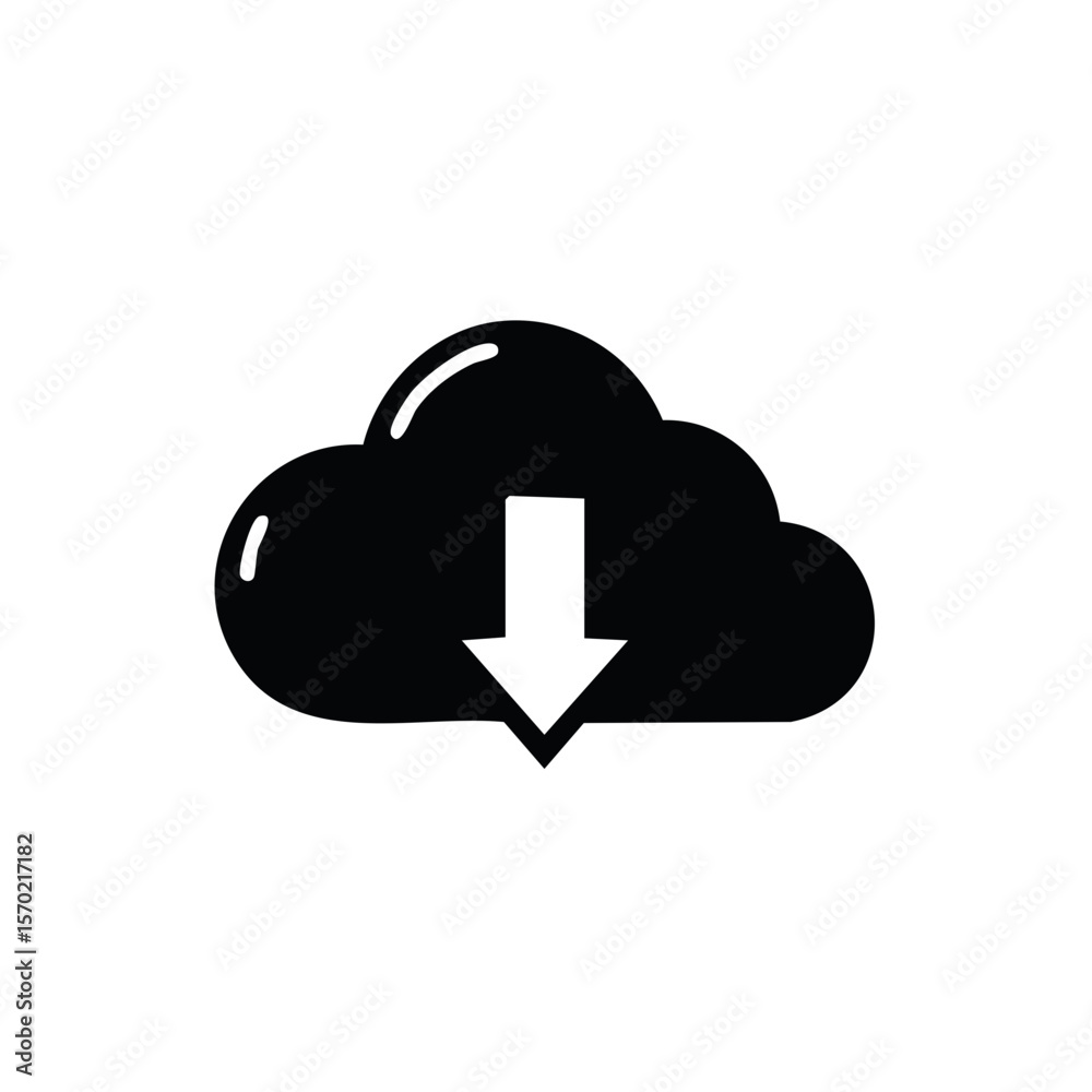 Poster cloud data download icon for website application interface graphic design ui element