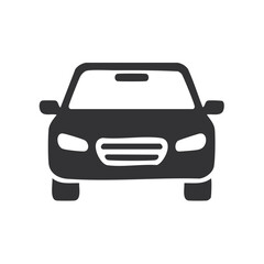 Front view of car icon, stylish vehicle illustration for transportation and automotive themes against dark background