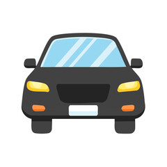 Obraz premium Black Sedan Car Front View Driving Automobile Transportation Vehicle Design