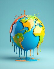 Naklejka premium Melting Planet Earth Climate Change Concept