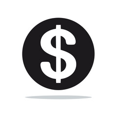 Obraz premium Dollar symbol coin illustration in black and gray, flat design, financial icon