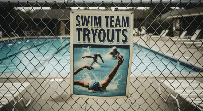 Join the Swim Team Tryouts Near Pool Announcement for Competitive Swimmers