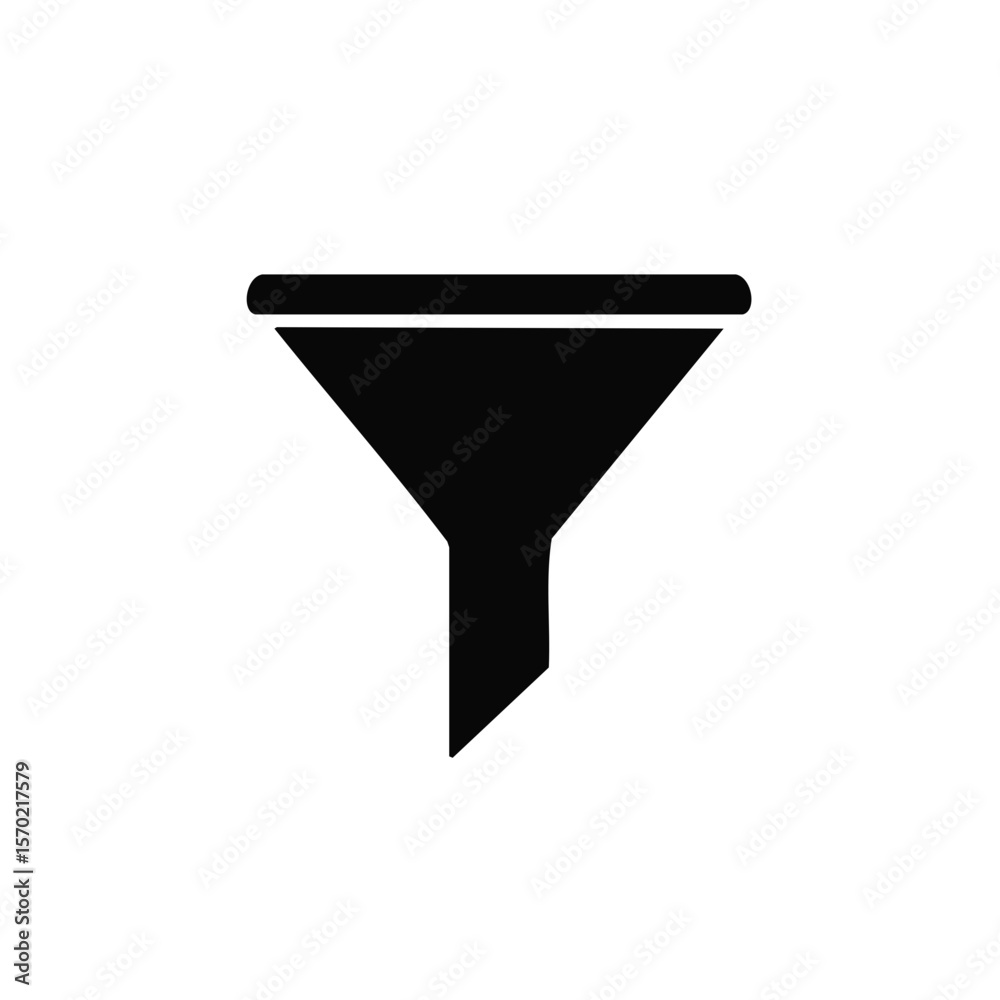 Poster abstract minimalist black funnel symbol with simple lines for filtering process or design element in