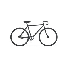 Fototapeta premium Minimalist Bicycle Line Art Icon on Black Background for Exercise and Transportation