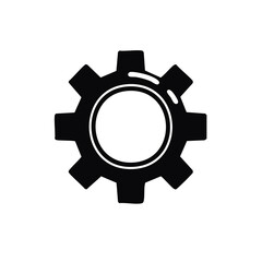 Black gear on a black background symbolizing engineering settings and maintenance processes in design