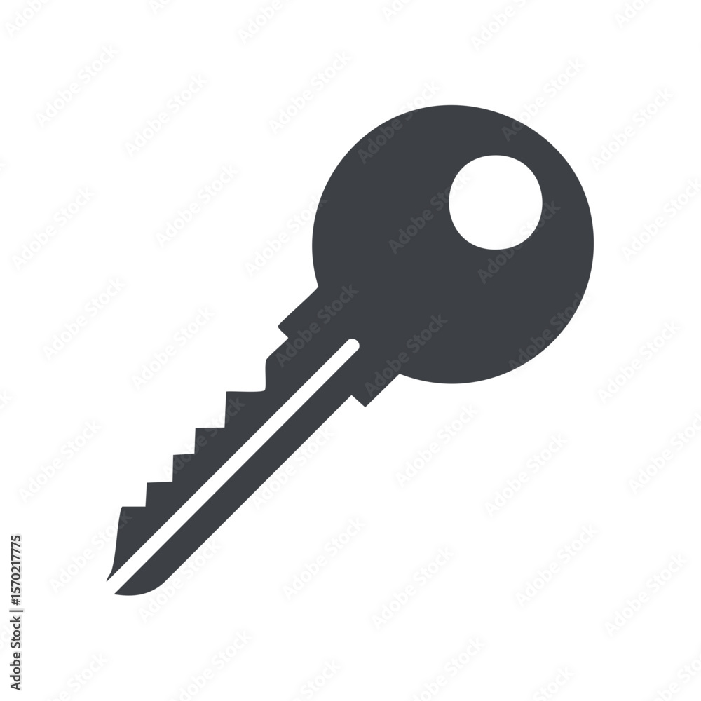 Poster gray key isolated on black background symbolizes security access and unlocking property or secrets c