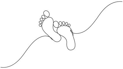 Elegant continuous line art of two feet, minimalist design for wellness projects