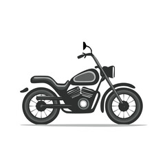 Obraz premium Classic Motorcycle Illustration Side View Detailed Engine Chrome Black and Gray Tones on Dark Background