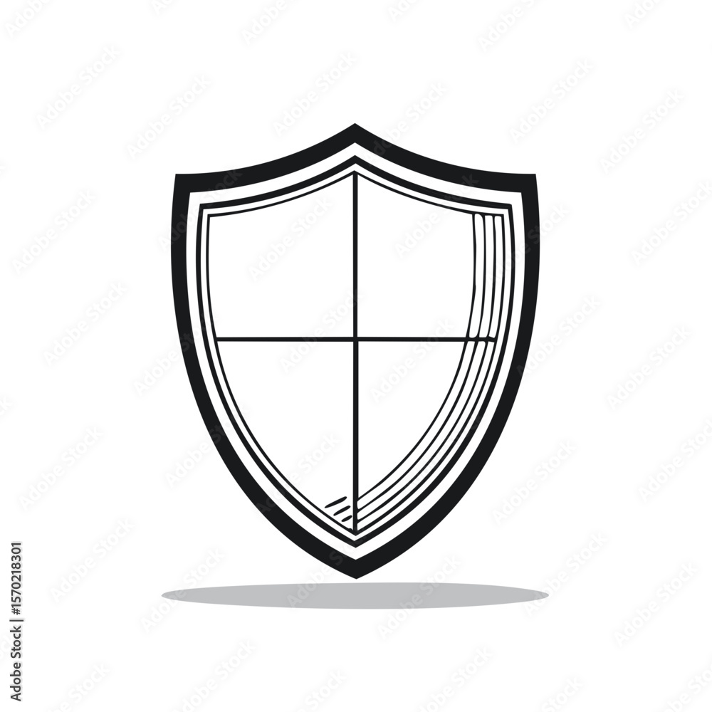 Poster shield icon design with outline and fill on a black background for security concepts