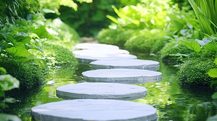 Serene pathway through a tranquil garden.
