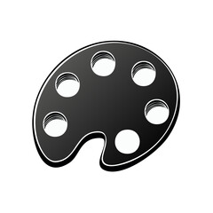 Fototapeta premium Illustration of Painter's Palette with Color Wells on Black Background, Art Supplies