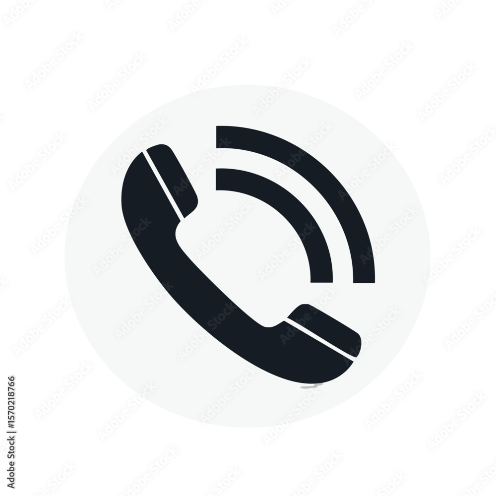 Poster handset receiving signal communication icon on white circle for mobile app and ui design simple and 