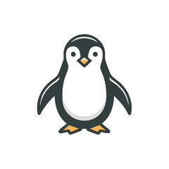 Fototapeta premium Cute cartoon penguin illustration graphic standing isolated against black background simple animal art design for children and babies