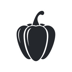 Single dark pepper on a black background simple vegetable icon design for healthy food visuals and culinary themes